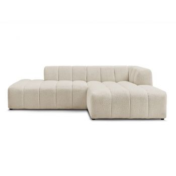 Colțar bej cu tapițerie din țesătură bouclé (cu colț pe partea dreaptă/cu șezlong) Annecy – Bobochic Paris
