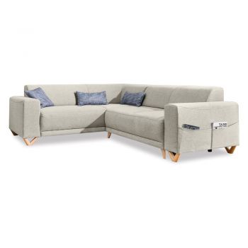 Colțar bej extensibil/cu spațiu de depozitare (cu colț pe partea stângă/în formă de ”L”) Classy Sophie – Miuform