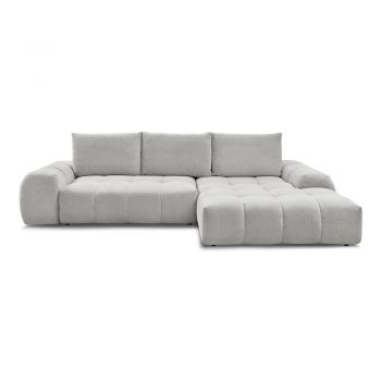 Colțar gri deschis extensibil/cu spațiu de depozitare cu tapițerie din chenille (cu colț pe partea dreaptă/cu șezlong) Everest – Bobochic Paris