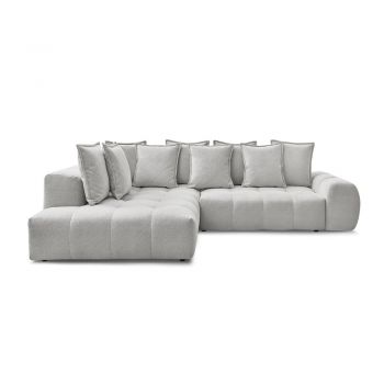Colțar gri deschis extensibil/cu spațiu de depozitare cu tapițerie din chenille (cu colț pe partea stângă/în formă de ”L”) Everest – Bobochic Paris
