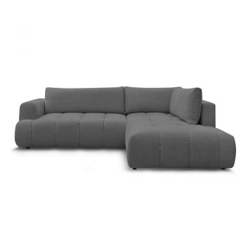 Colțar gri închis extensibil/cu spațiu de depozitare (cu colț pe partea dreaptă/în formă de ”L”) Fuji – Bobochic Paris