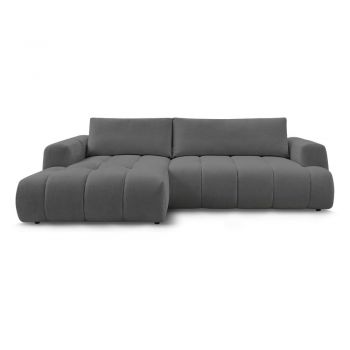 Colțar gri închis extensibil/cu spațiu de depozitare (cu colț pe partea stângă/cu șezlong) Fuji – Bobochic Paris