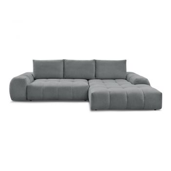 Colțar gri închis extensibil/cu spațiu de depozitare cu tapițerie din chenille (cu colț pe partea dreaptă/cu șezlong) Everest – Bobochic Paris