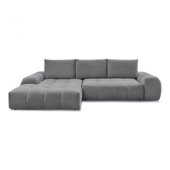 Colțar gri închis extensibil/cu spațiu de depozitare cu tapițerie din chenille (cu colț pe partea stângă/cu șezlong) Everest – Bobochic Paris
