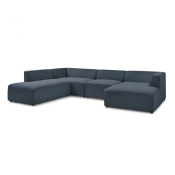 Colțar modular albastru închis (cu colț pe partea stângă/în formă de 
