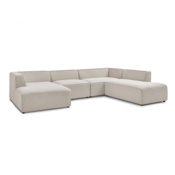 Colțar modular bej (cu colț pe partea dreaptă/în formă de 