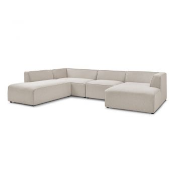 Colțar modular bej (cu colț pe partea stângă/în formă de 