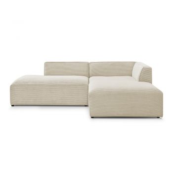 Colțar modular bej cu tapițerie din catifea reiată (cu colț pe partea dreaptă/în formă de ”L”) Megeve – Bobochic Paris