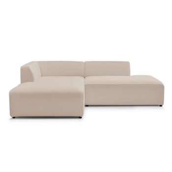 Colțar modular bej cu tapițerie din țesătură bouclé (cu colț pe partea stângă/în formă de ”L”) Megeve – Bobochic Paris
