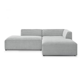 Colțar modular gri deschis cu tapițerie din catifea reiată (cu colț pe partea dreaptă/în formă de ”L”) Megeve – Bobochic Paris