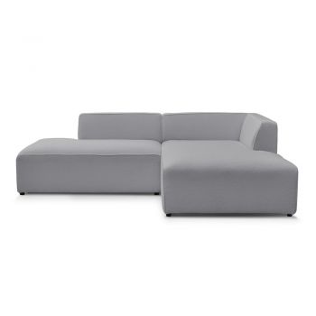 Colțar modular gri deschis cu tapițerie din țesătură bouclé (cu colț pe partea dreaptă/în formă de ”L”) Megeve – Bobochic Paris