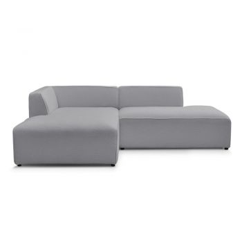 Colțar modular gri deschis cu tapițerie din țesătură bouclé (cu colț pe partea stângă/în formă de ”L”) Megeve – Bobochic Paris