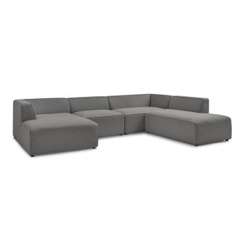 Colțar modular gri închis (cu colț pe partea dreaptă/în formă de 