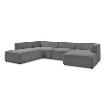 Colțar modular gri închis (cu colț pe partea stângă/în formă de 