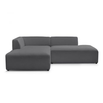 Colțar modular gri închis cu tapițerie din țesătură bouclé (cu colț pe partea stângă/în formă de ”L”) Megeve – Bobochic Paris