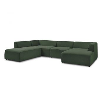 Colțar modular verde (cu colț pe partea stângă/în formă de 
