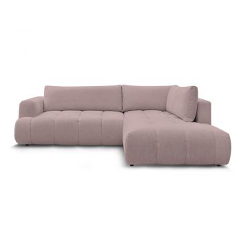 Colțar roz extensibil/cu spațiu de depozitare (cu colț pe partea dreaptă/în formă de ”L”) Fuji – Bobochic Paris