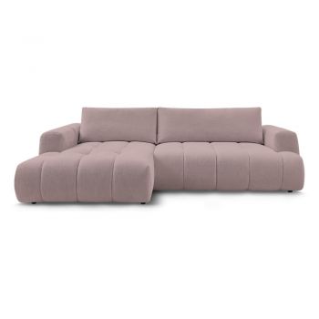 Colțar roz extensibil/cu spațiu de depozitare (cu colț pe partea stângă/cu șezlong) Fuji – Bobochic Paris
