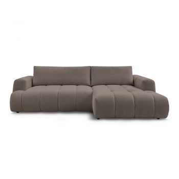 Colțar taupe extensibil/cu spațiu de depozitare (cu colț pe partea dreaptă/cu șezlong) Fuji – Bobochic Paris