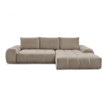 Colțar taupe extensibil/cu spațiu de depozitare cu tapițerie din chenille (cu colț pe partea dreaptă/cu șezlong) Everest – Bobochic Paris