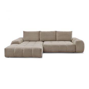 Colțar taupe extensibil/cu spațiu de depozitare cu tapițerie din chenille (cu colț pe partea stângă/cu șezlong) Everest – Bobochic Paris