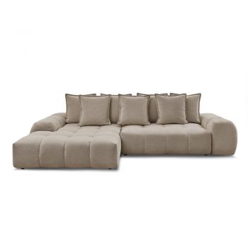 Colțar taupe extensibil/cu spațiu de depozitare cu tapițerie din chenille (cu colț pe partea stângă/cu șezlong) Everest – Bobochic Paris