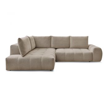 Colțar taupe extensibil/cu spațiu de depozitare cu tapițerie din chenille (cu colț pe partea stângă/în formă de ”L”) Everest – Bobochic Paris