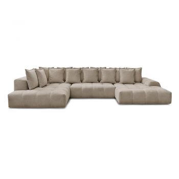 Colțar taupe extensibil/cu spațiu de depozitare cu tapițerie din chenille (cu colț pe partea stângă/în formă de 