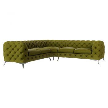 Colțar verde cu tapițerie din catifea Chelsea – Ropez