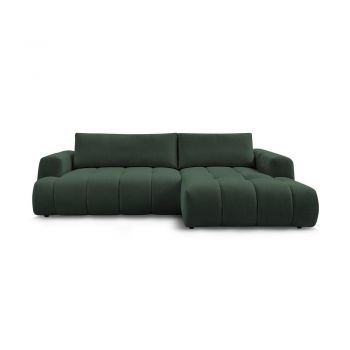 Colțar verde extensibil/cu spațiu de depozitare (cu colț pe partea dreaptă/cu șezlong) Fuji – Bobochic Paris