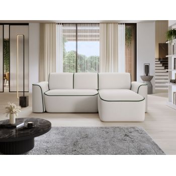 Coltar dreapta 4 locuri ELTAP, Ume, 287x190x88 cm, lemn/poliester, alb/verde