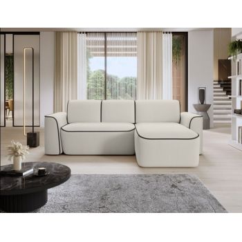 Coltar dreapta 4 locuri ELTAP, Ume, 287x190x88 cm, lemn/poliester, bej/negru