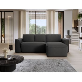 Coltar dreapta 4 locuri ELTAP, Ume, 287x190x88 cm, lemn/poliester, gri inchis/gri inchis