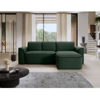 Coltar dreapta 4 locuri ELTAP, Ume, 287x190x88 cm, lemn/poliester, verde inchis/negru