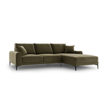 Coltar dreapta, Madara, Mazzini Sofas, 5 locuri, black legs, 254x182x90 cm, catifea, verde
