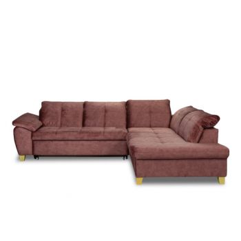 Coltar Extensibil Cu Otoman Mic Dreapta Sevilia Lux, 5 Locuri, Tetiere Reglabile, Roz, Terra 63, 280 Cm