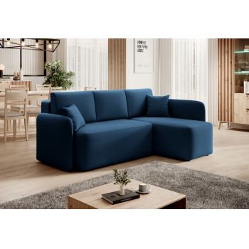 Coltar extensibil dreapta 3 locuri ELTAP, Hadson, 206x150x89 cm, lemn/poliester, albastru inchis