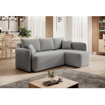 Coltar extensibil dreapta 3 locuri ELTAP, Hadson, 206x150x89 cm, lemn/poliester, gri deschis
