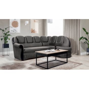 Coltar extensibil dreapta 3 locuri ELTAP, L-085, Lord, 243x180x112 cm, lemn/poliester, gri/negru