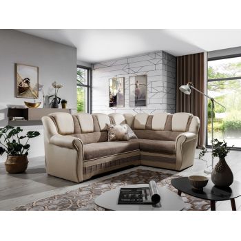 Coltar extensibil dreapta 3 locuri ELTAP, LII-036, Lord II, 243x195x112 cm, lemn/poliester, bej inchis/bej deschis