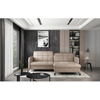 Coltar extensibil dreapta 3 locuri ELTAP, Lore-13, Lorelle, 225x160x105 cm, lemn/poliester, bej