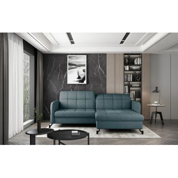 Coltar extensibil dreapta 3 locuri ELTAP, Lore-16, Lorelle, 225x160x105 cm, lemn/poliester, albastru