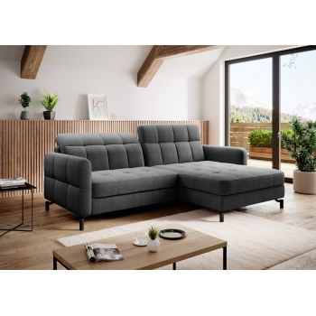 Coltar extensibil dreapta 3 locuri ELTAP, Lore-18, Lorelle, 225x160x105 cm, lemn/poliester, gri inchis