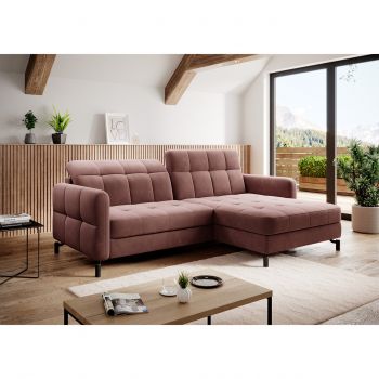 Coltar extensibil dreapta 3 locuri ELTAP, Lore-87, Lorelle, 225x160x105 cm, lemn/poliester, roz