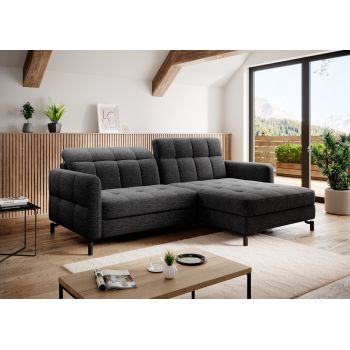 Coltar extensibil dreapta 3 locuri ELTAP, Lore-89, Lorelle, 225x160x105 cm, lemn/poliester, negru