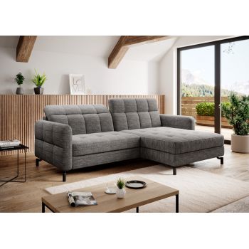 Coltar extensibil dreapta 3 locuri ELTAP, Lore-93, Lorelle, 225x160x105 cm, lemn/poliester, gri