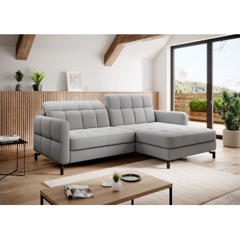 Coltar extensibil dreapta 3 locuri ELTAP, Lore-99, Lorelle, 225x160x105 cm, lemn/poliester, gri deschis
