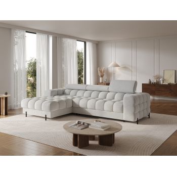 Coltar extensibil dreapta 3 locuri ELTAP, LT-03ROY, Felro, 285x181x93 cm, lemn/poliester, gri deschis