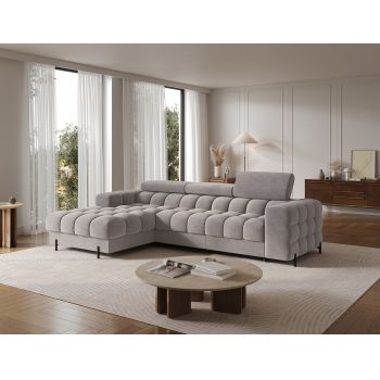 Coltar extensibil dreapta 3 locuri ELTAP, LT-04AU, Felro, 285x181x93 cm, lemn/poliester, gri