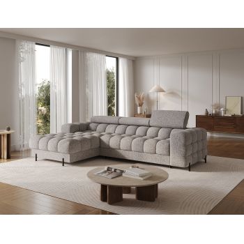 Coltar extensibil dreapta 3 locuri ELTAP, LT-20PEL, Felro, 285x181x93 cm, lemn/poliester, gri
